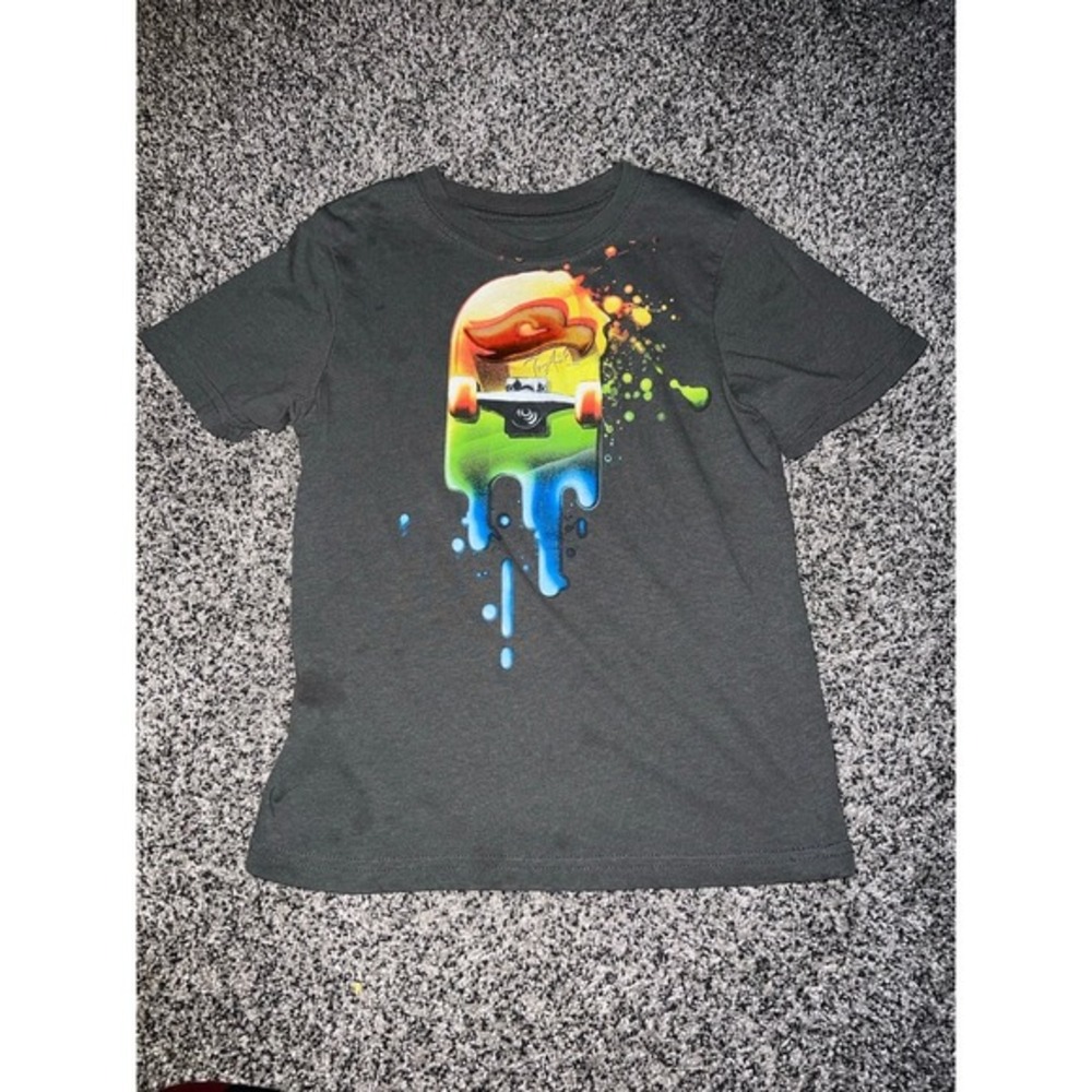 Hawk Boys Gray skateboard short‎ sleeve shirt size 7